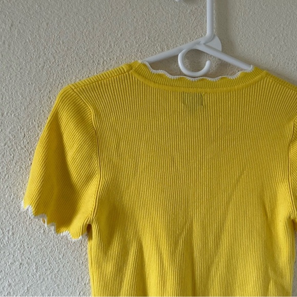 12th Heart Women’s Ribbed Top Sz Large Yellow Scallop Trimmings Coquette Cutesy - Picture 13 of 14